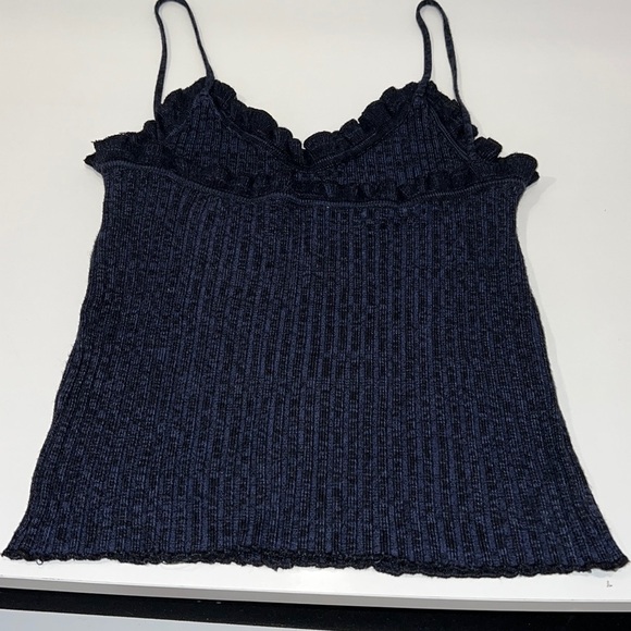Free People Navy Blue Ruffled Trim V-neckline Cami size XS - Picture 8 of 11